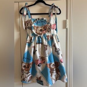 Gizmo Print Dress with Tie Straps